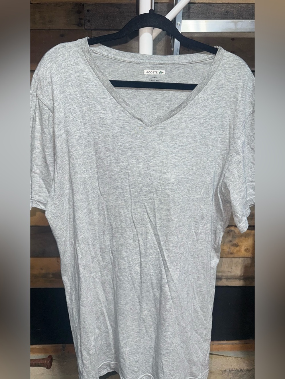 Lacoste Women's Heather Gray V-Neck Short Sleeve Tee XL